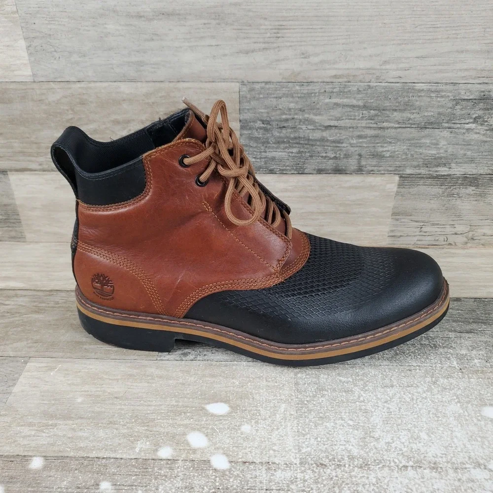 Timberland‎ Stormbuck Mens Boots Sz 8.5 Black Brown Lace Up Mid Top Round Toe